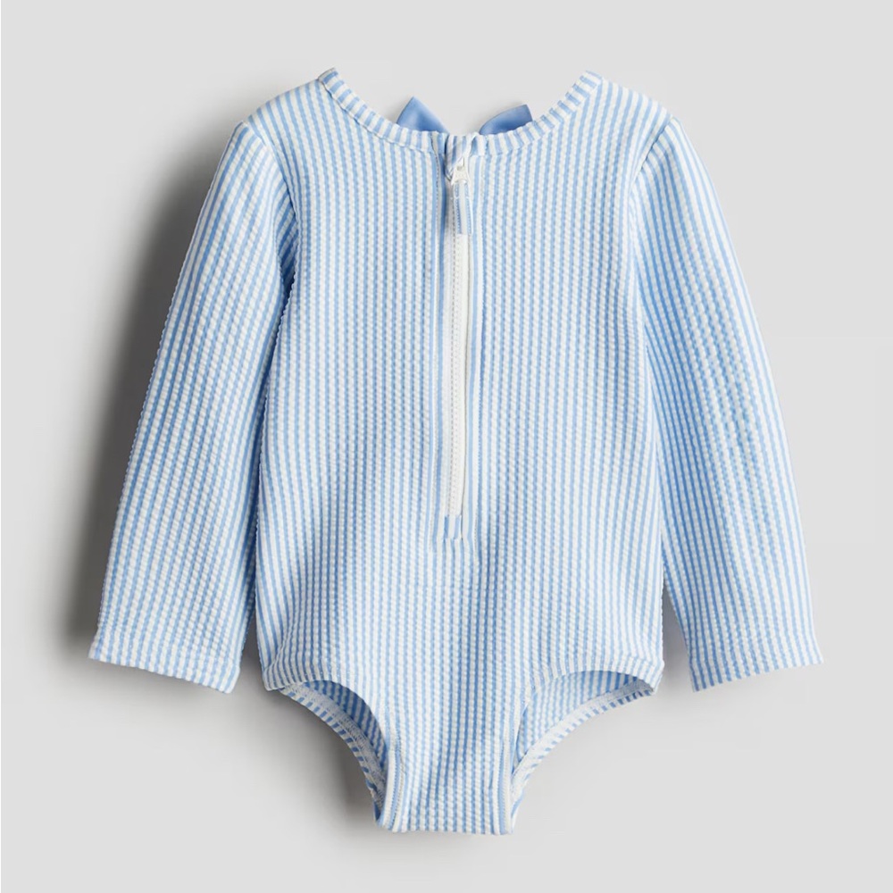 H&M Blue Striped Kids Swim One Piece 9-12 months - Picture 3 of 5